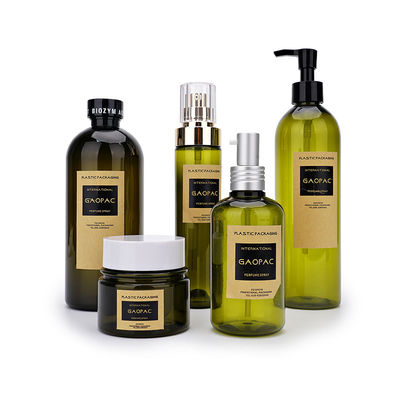 Tarro plástico cosmético 50g 100ml 120ml 150ml 200ml de la crema de las botellas del verde de PETG