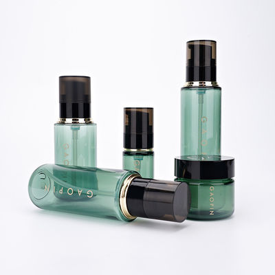 botellas plásticas cosméticas de Skincare del tarro de la bomba y de la crema 30g del negro de 30ml 90ml 110ml 130ml