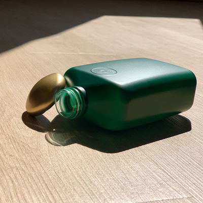 Botella helada del gel de la ducha del cuadrado del verde de Matte Plastic Screw Cap Bottle 350ml