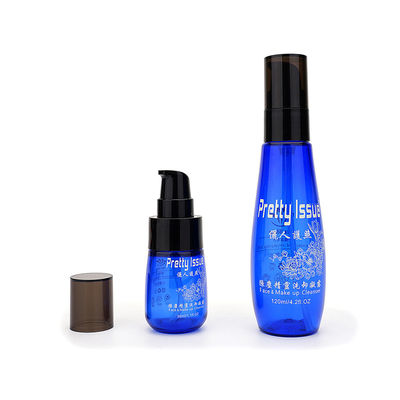 Color azul plástico vacío reciclable de la botella 30ml 120ml de la bomba de Skincare
