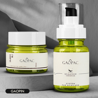 sistema de empaquetado cosmético de lujo de la botella plástica de la loción del verde de 40ml 50ml 130ml