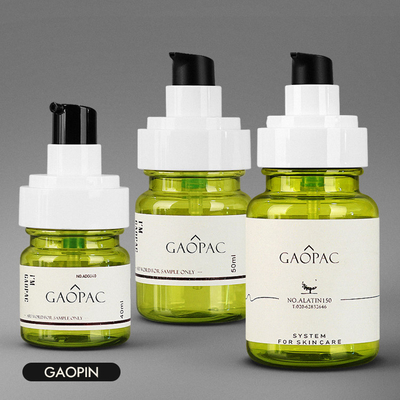 sistema de empaquetado cosmético de lujo de la botella plástica de la loción del verde de 40ml 50ml 130ml