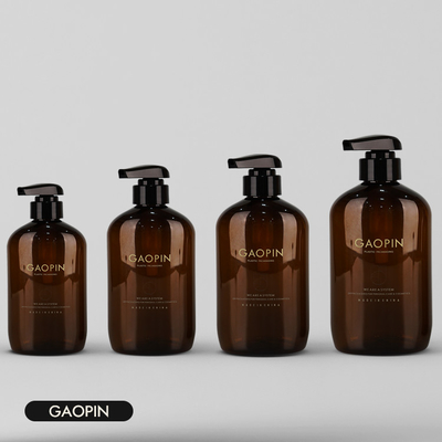 10.14oz 13.52oz alrededor de las botellas plásticas planas Brown Eco del champú amistoso
